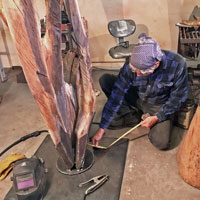 Fabrication of steel base for 'Sea Coral Funk' in Pueblo, CO studio.